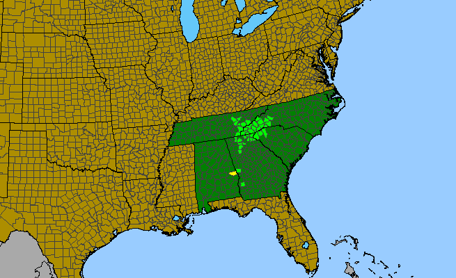 The range of Trillium vaseyi